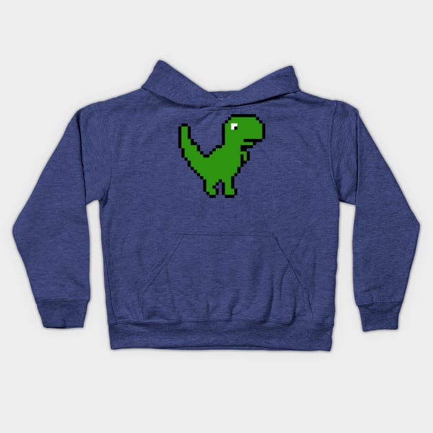 Retro Pixel Dinosaur Kids Hoodie by bluevolcanoshop@gmail.com